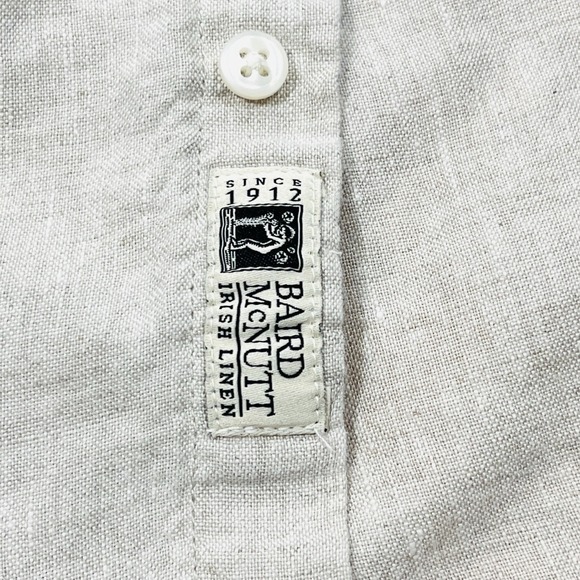J Crew Irish Linen Baird McNutt Shirt Mens XL Slim Tan Long Sleeve Button Down - Picture 5 of 8